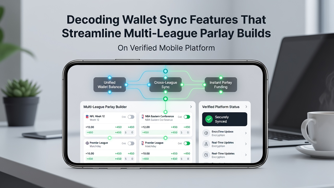 Mobiele app interface met wallet sync voor multi-league parlays