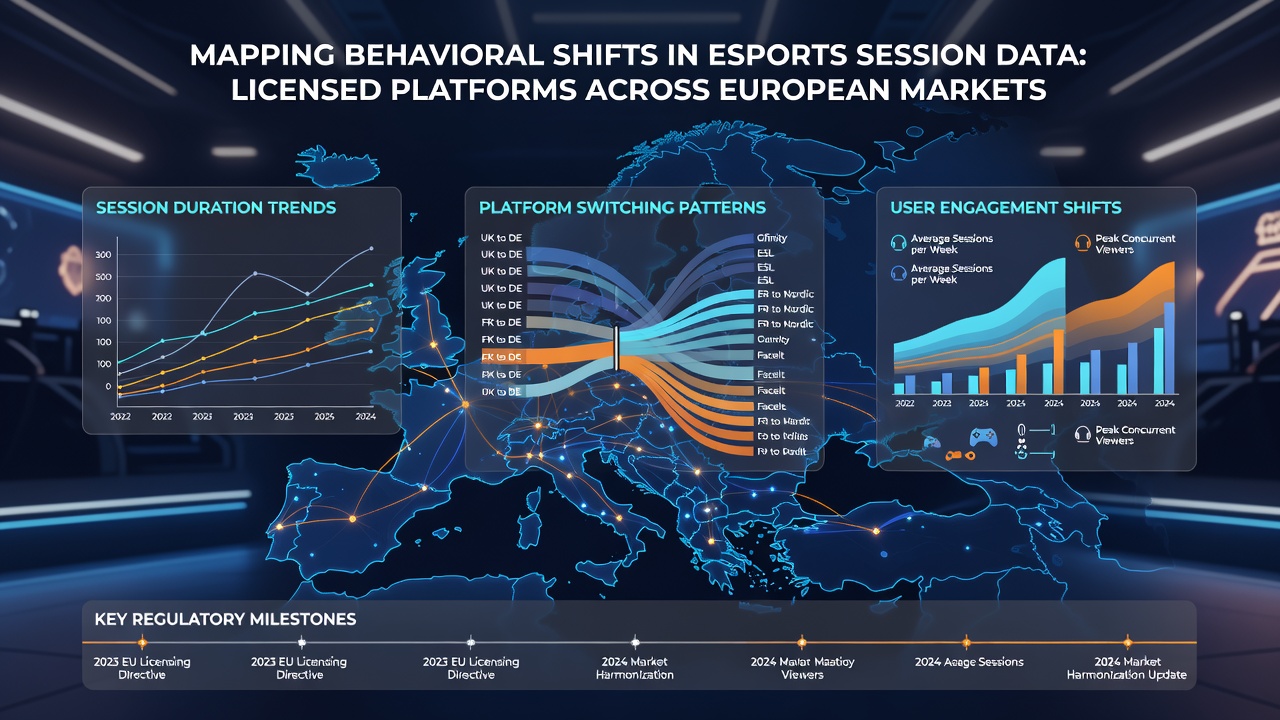 Kaart van Europa met markeringen voor esports gedragsdata per land