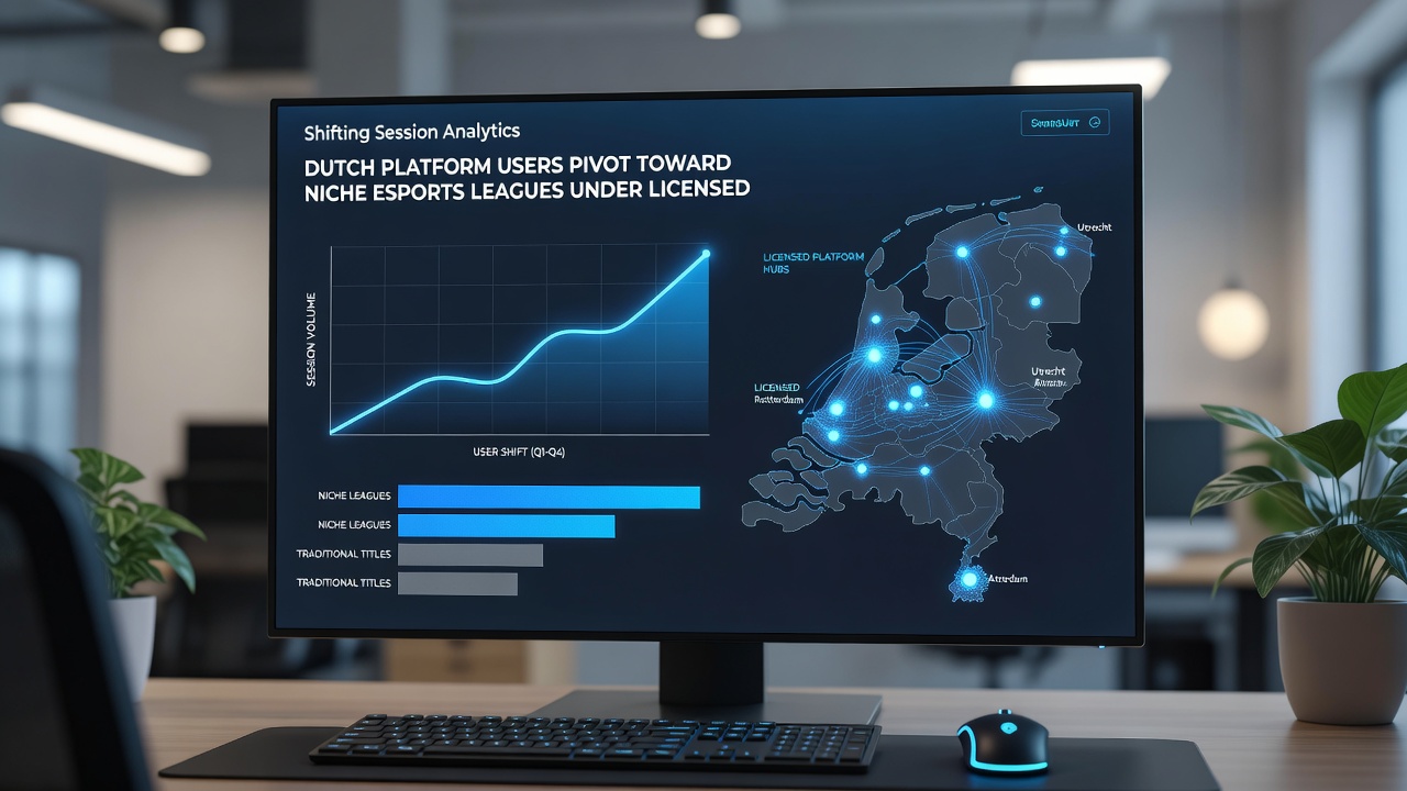 Voorbeeld van een sessie dashboard met metrics voor niche esports leagues op een Nederlandse vergunde site